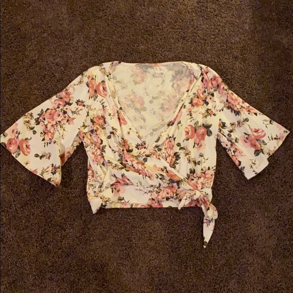Charlotte Russe V-Neck Floral Wrap Top
